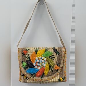 Unique Colorful  Vintage Floral Woven Shoulder Bag Only $25 WOW